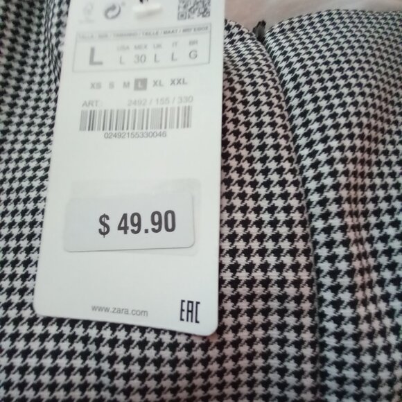 ZARA BLACK WHITE HOUNDSTOOTH DRESS NWT L - Picture 8 of 12